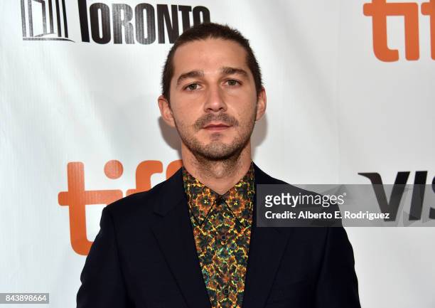 Shia LaBeouf attends the 'Borg/McEnroe' premiere during the 2017 Toronto International Film Festival at Roy Thomson Hall on September 7, 2017 in...