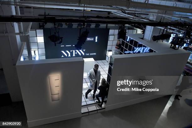 View of the E News Lounge during day one of New York Fashion Week at at Skylight Clarkson Sq on September 7, 2017 in New York City