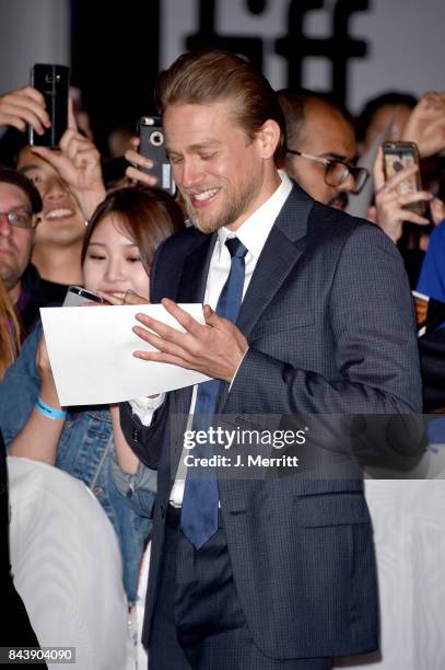 Charlie Hunnam attends the 'Papillon' premiere during the 2017 Toronto International Film Festival at Princess of Wales Theatre on September 7, 2017...