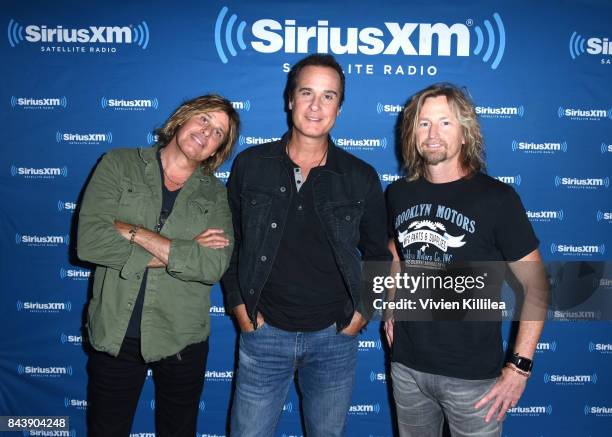 Dean DeLeo, Robert DeLeo and Eric Kretz attend SiriusXM's Town Hall with Stone Temple Pilots at The Gibson Showroom in Los Angeles on September 7,...