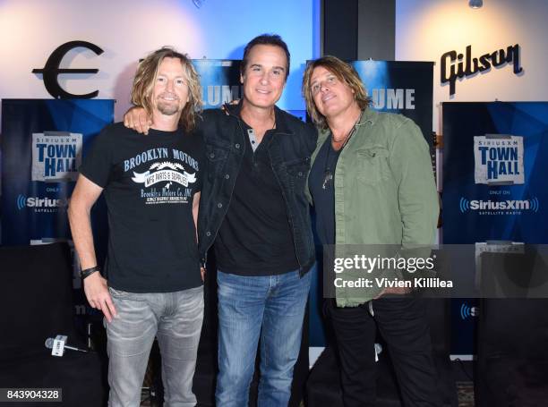 Eric Kretz, Robert DeLeo and Dean DeLeo attend SiriusXM's Town Hall with Stone Temple Pilots at The Gibson Showroom in Los Angeles on September 7,...