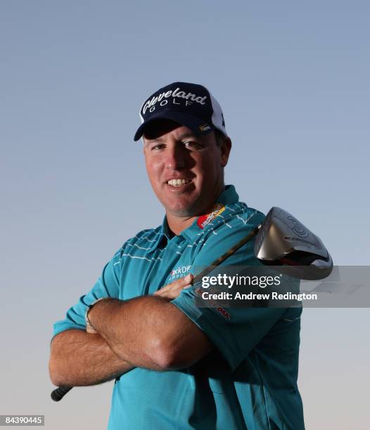 Boo Weekley of the USA poses for a photograph prior to taking part in the Pro Am for the Commercialbank Qatar Masters at Doha Golf Club on January...