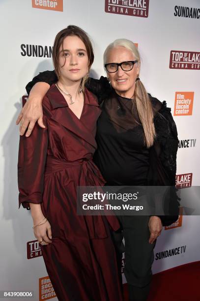 Alice Englert and creator, writer, director Jane Campion attend "Top Of The Lake China Girl" Premiere at Walter Reade Theater on September 7, 2017 in...