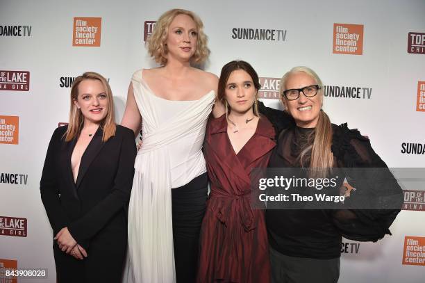 Elisabeth Moss, Gwendoline Christie, Alice Englert and Jane Campion attend "Top Of The Lake China Girl" Premiere at Walter Reade Theater on September...