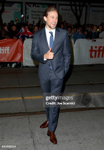 Charlie Hunnam attends the 'Papillon' premiere during the 2017 Toronto International Film Festival at Princess of Wales Theatre on September 7, 2017...