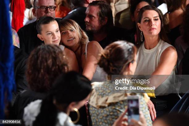Millie Bobby Brown, Paris Jackson and Brooke Shields attend the Calvin Klein Collection fashion show during New York Fashion Week on September 7,...