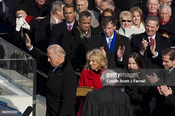 Joseph R. Biden Jr. Is sworn in by Associate Justice John Paul Stevens to become Vice President of the United States. Biden's wife, Dr. Jill Biden,...