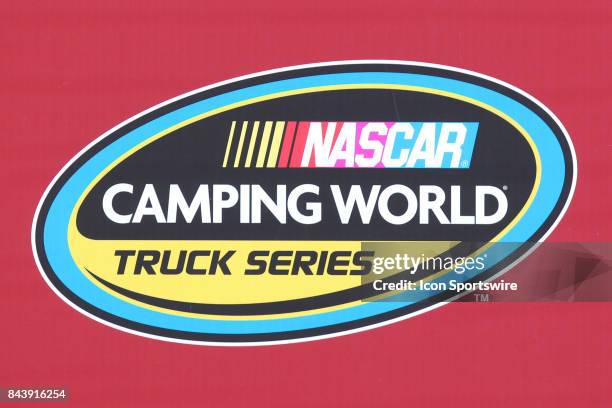 General view of the NASCAR Camping World Truck Series logo seen during the Camping World Truck Series LTi Printing 200 race on August 12, 2017 at...