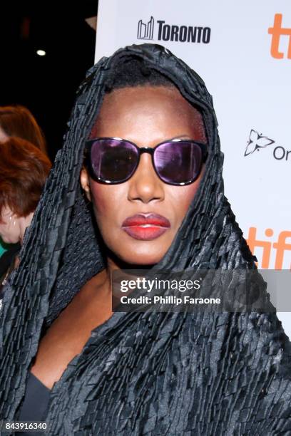 Grace Jones attends the 'Grace Jones: Bloodlight And Bami' premiere during the 2017 Toronto International Film Festival at The Elgin on September 7,...