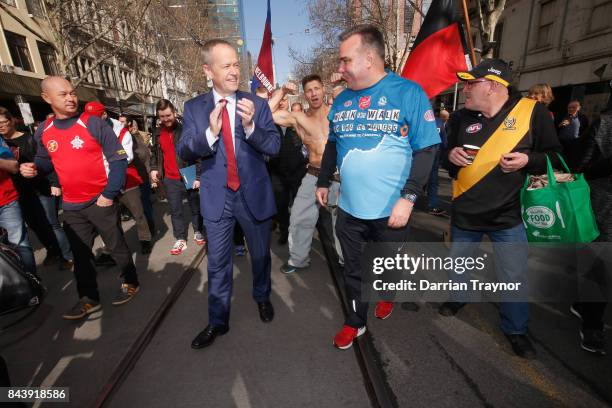 The Leader of the Opposition, Bill Shorten and Major Brendan Nottle of the Salvation Army take part in the launch of the Salvation Army's 'Walk the...