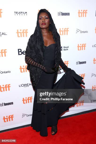 Grace Jones attends the 'Grace Jones: Bloodlight And Bami' premiere during the 2017 Toronto International Film Festival at The Elgin on September 7,...