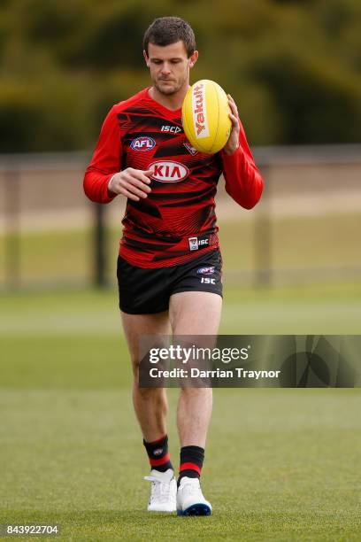 Brent Stanton walks laps during an Essendon Bombers AFL Training Session at the Essendon Football Club on September 8, 2017 in Melbourne, Australia.