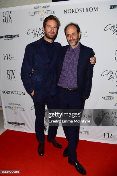 Actor Armie Hammer and director Luca Guadagnino arrive at Nordstrom Supper Suite "Call Me By Your Name" official premiere after party at STK Toronto...