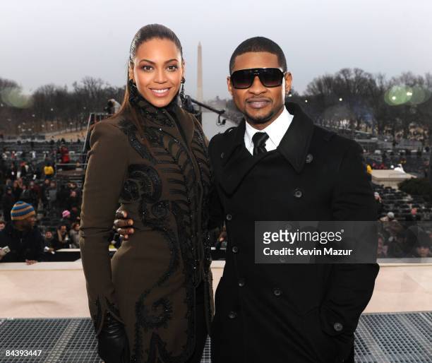 Beyonce and Usher backstage at ÒWe are One: The Obama Inaugural Celebration At The Lincoln MemorialÓ presented exclusively by HBO on Sunday January...