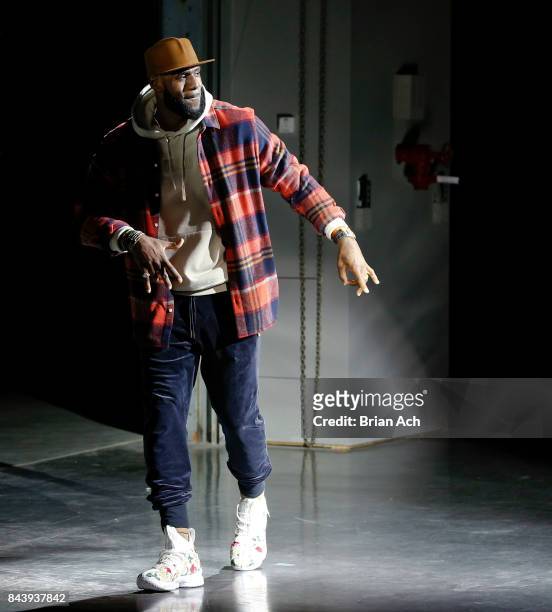 Player LeBron James walks the runway during the Kith Sport fashion show at the Classic Car Club on September 7, 2017 in New York City.