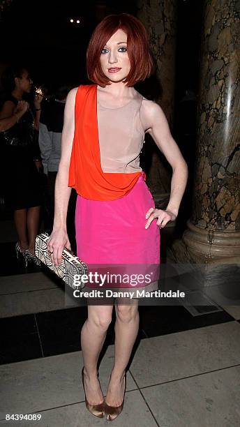 Nicola Roberts attends London College of Fashion MA Fashion Studies' graduate catwalk show at V&A Museum on January 21, 2009 in London, England.