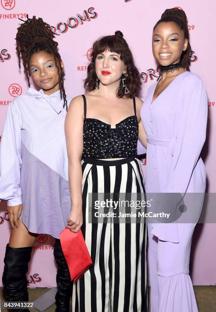 Co-Founder and Executive Creative Director of Refinery29 Piera Gelardi poses with R&B duo Chloe X Halle at the Refinery29 Third Annual 29Rooms: Turn...