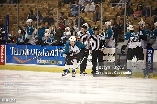 Worcester Sharks Claude Lemieux in action vs Wilkes-Barre/ Scranton Penguins. Worcester, MA 12/3/2008 CREDIT: Lou Capozzola