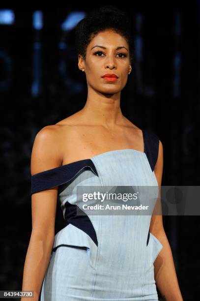 Model walks the runway for Jessie Liu Fashion Show at Art Hearts Fashion SS/18 at The Angel Orensanz Foundation on September 7, 2017 in New York City.