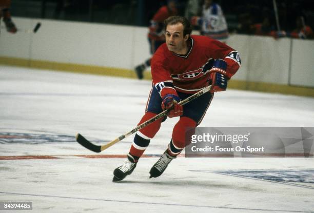 Guy Lafleur of the Montreal Canadiens skates during an NHL Hockey game circa mid 1970's. Lafleur played for the Canadiens from 1971-84.
