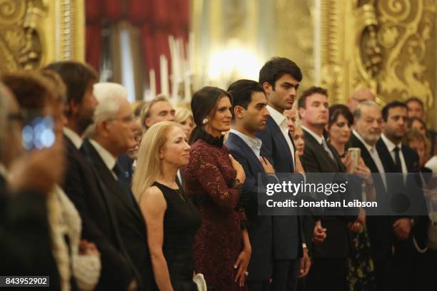 Veronica Bocelli, Amos Bocelli and Matteo Bocelli attend the Tour and Welcome Drinks at Palazzo del Quirinale as part of the 2017 Celebrity Fight...