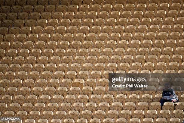 All Black assistant coach Wayne Smith looks on during the New Zealand All Blacks captain's run at Yarrow Stadium on September 8, 2017 in New...