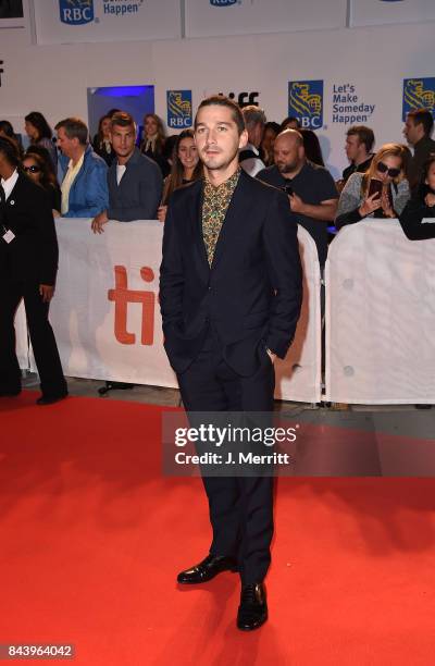 Shia LaBeouf attends the 'Borg/McEnroe' premiere during the 2017 Toronto International Film Festival at Roy Thomson Hall on September 7, 2017 in...