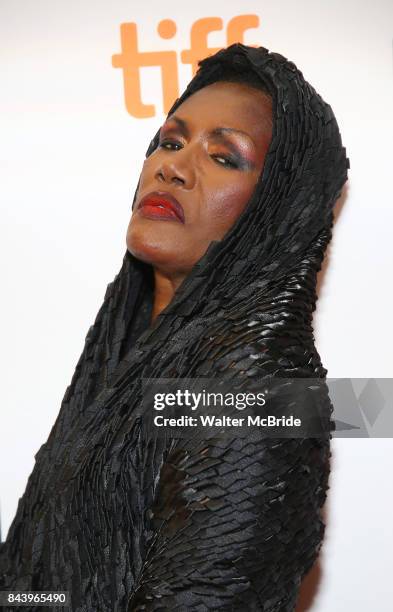 Grace Jones attends the 'Grace Jones: Bloodlight And Bami' premiere during the 2017 Toronto International Film Festival at The Elgin on September 7,...