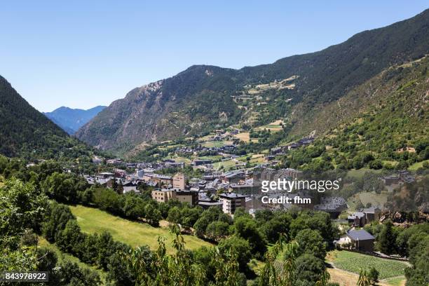 encamp - village in the center of andorra, located at about 1300 meters altitude. (andorra) - andorra stock pictures, royalty-free photos & images