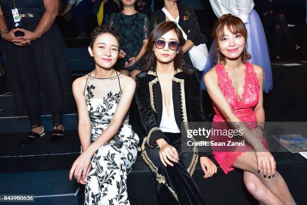 Jiao Junyan, Liu Yun and Guest attend Tadashi Shoji show at New York Fashion Week at Gallery 1, Skylight Clarkson Sq on September 7, 2017 in New York...