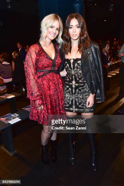Sonia Young and Chloe Bennet attend Tadashi Shoji show at New York Fashion Week at Gallery 1, Skylight Clarkson Sq on September 7, 2017 in New York...