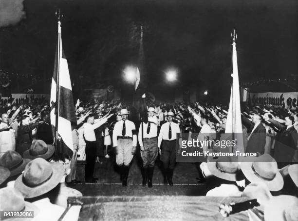 Célébration du 3ème anniversaire du troisième reich par le parti national-socialiste des travailleurs allemands à Buenos Aires en Argentine, le 16...