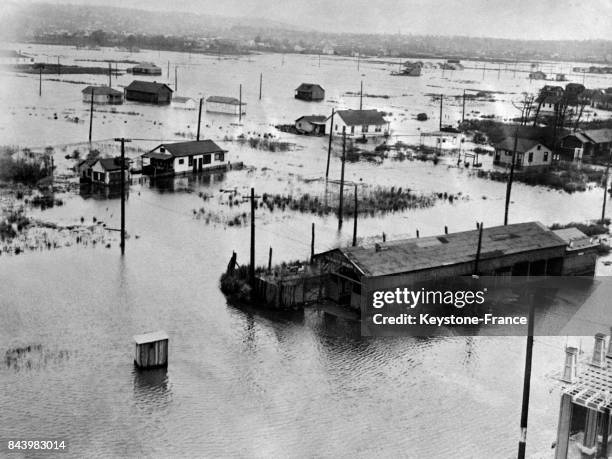 Staten Island inondé après un violent orage le 18 novembre 1932 à New York.
