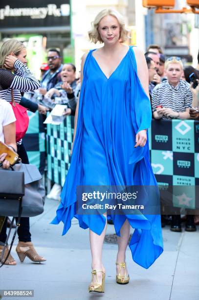 Actress Gwendoline Christie leaves the "AOL Build" taping at the AOL Studios on September 07, 2017 in New York City.