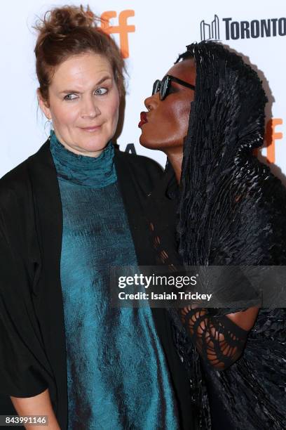 Director Sophie Fiennes and singer/musician Grace Jones attend the 'Grace Jones: Bloodlight And Bami' premiere during the 2017 Toronto International...