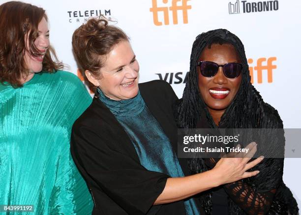 Katie Holly, director Sophie Fiennes and singer/musician Grace Jones attend the 'Grace Jones: Bloodlight And Bami' premiere during the 2017 Toronto...