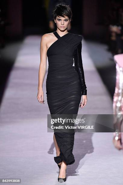 Kendall Jenner walks the runway at the Tom Ford Spring/Summer 2018 Runway Show during New York Fashion Week at the Park Avenue Armory on September 6,...