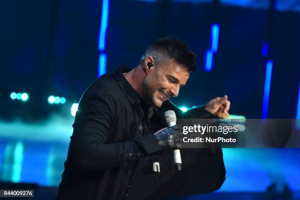 Singer Ricky Fleece Singer Ricky Martin performs during the fashion show of Fashion Fest ...