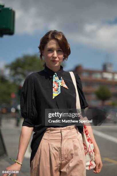 Lucy Walters is seen attending Malan Breton during New York Fashion Week wearing Tommy Hilfiger, Hermes on September 7, 2017 in New York City.
