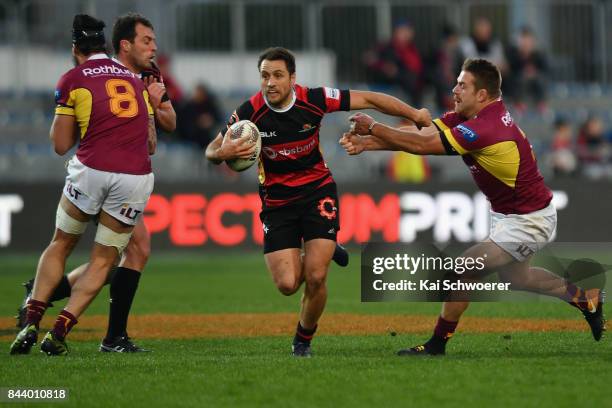 Tim Bateman of Canterbury charges forward during the Ranfurly Shield round four Mitre 10 Cup match between Canterbury and Southland on September 8,...