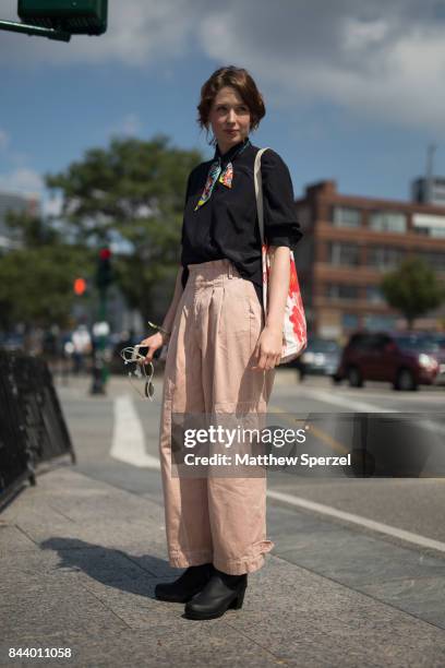 Lucy Walters is seen attending Malan Breton during New York Fashion Week wearing Tommy Hilfiger, Hermes on September 7, 2017 in New York City.