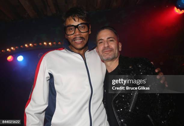 Host Rupaul and Host/Designer Marc Jacobs pose at the "Fashion Does Drag Ball" Fashion Week celebration at The McKittrick Hotel on September 7, 2017...