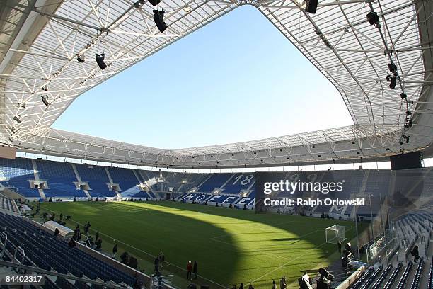 The Rhein-Neckar-Arena of Bundesliga team 1899 Hoffenheim stands in the sunlight on January 22, 2009 in Sinsheim, Germany.