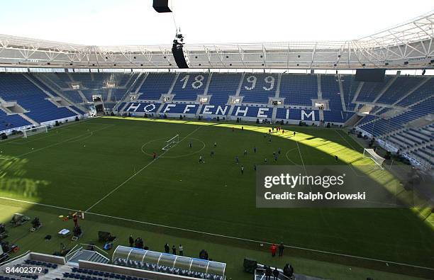 The Rhein-Neckar-Arena of Bundesliga team 1899 Hoffenheim stands in the sunlight on January 22, 2009 in Sinsheim, Germany.