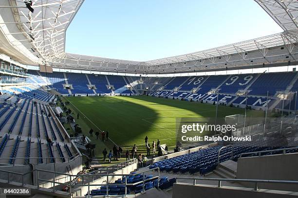 The Rhein-Neckar-Arena of Bundesliga team 1899 Hoffenheim stands in the sunlight on January 22, 2009 in Sinsheim, Germany.