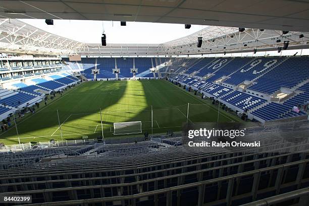 The Rhein-Neckar-Arena of Bundesliga team 1899 Hoffenheim stands in the sunlight on January 22, 2009 in Sinsheim, Germany.