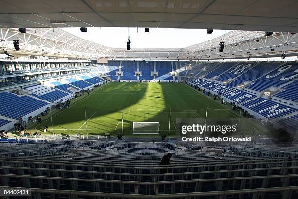 The Rhein-Neckar-Arena of Bundesliga team 1899 Hoffenheim stands in the sunlight on January 22, 2009 in Sinsheim, Germany.