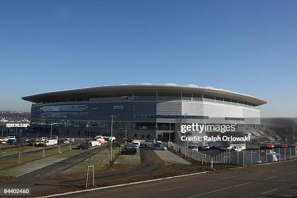 The Rhein-Neckar-Arena of Bundesliga team 1899 Hoffenheim stands in the sunlight on January 22, 2009 in Sinsheim, Germany.