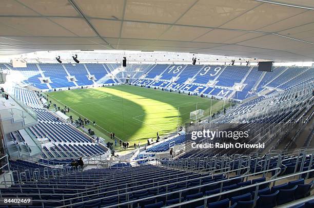 The Rhein-Neckar-Arena of Bundesliga team 1899 Hoffenheim stands in the sunlight on January 22, 2009 in Sinsheim, Germany.