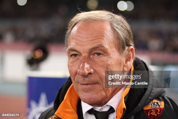 Coach Zdenk Zeman during a soccer match, at the San Paolo stadium, between Napoli and Roma.